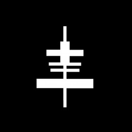 White logotype of a cross