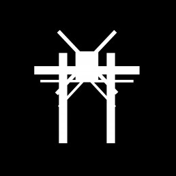 White logotype of a cross